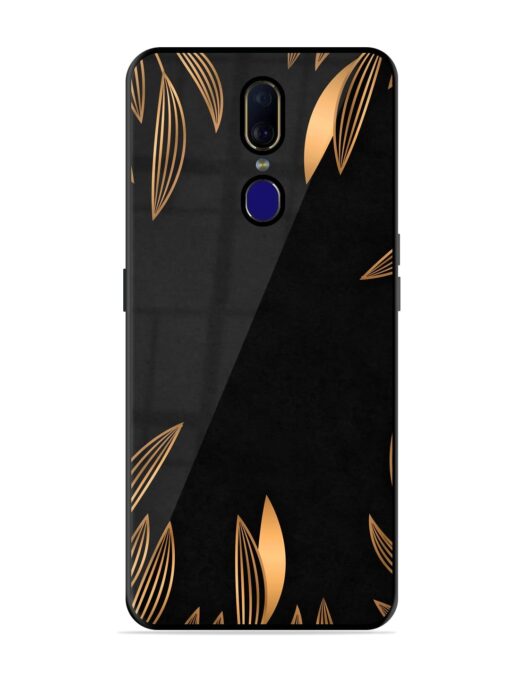 Golden Leaf Pattern Glossy Metal Phone Cover for Oppo F11 Zapvi