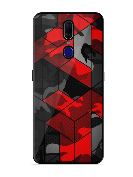 Royal Red Camouflage Pattern Glossy Metal Phone Cover for Oppo F11 Zapvi