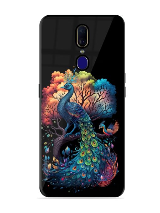 Peacock Tree Art Glossy Metal Phone Cover for Oppo F11 Zapvi