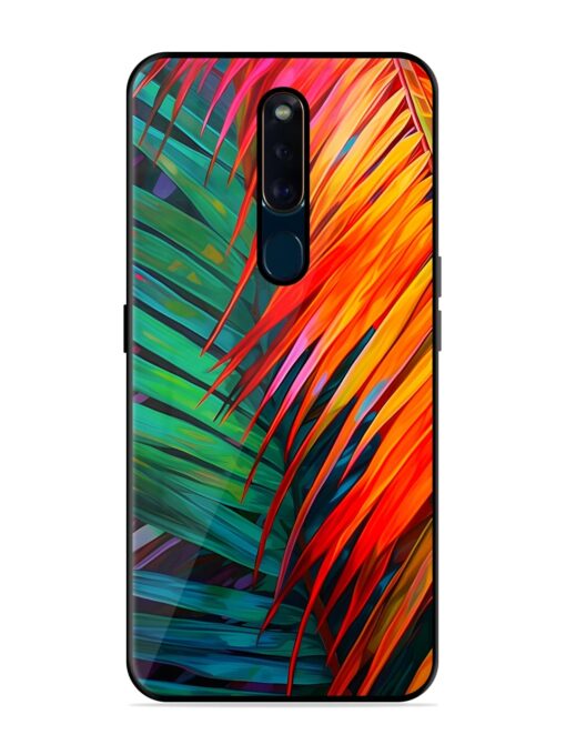 Painted Tropical Leaves Glossy Metal Phone Cover for Oppo F11 Pro Zapvi