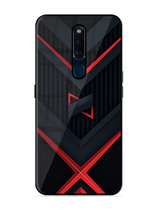 Red Gray Abstract Glossy Metal Phone Cover for Oppo F11 Pro Zapvi