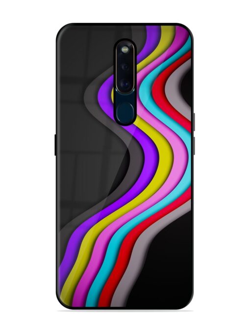 Liquid Blue Abstract Glossy Metal Phone Cover for Oppo F11 Pro Zapvi