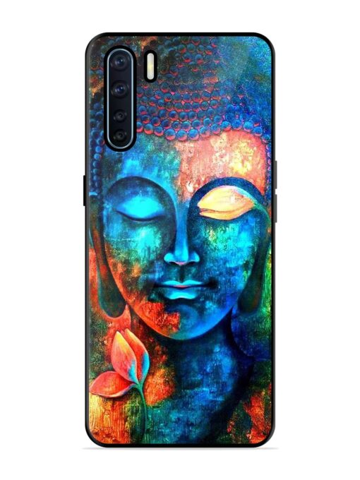 Buddha Painting Glossy Metal Phone Cover for Oppo F15 Zapvi