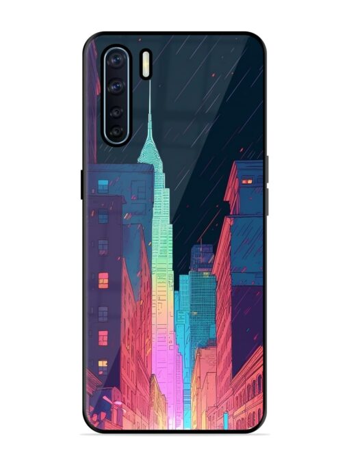 Minimal City Art Glossy Metal Phone Cover for Oppo F15 Zapvi