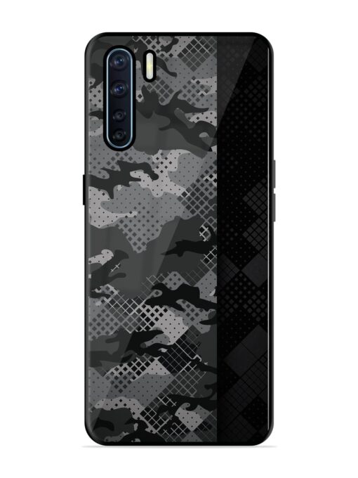 Dark Camouflage Glossy Metal Phone Cover for Oppo F15 Zapvi