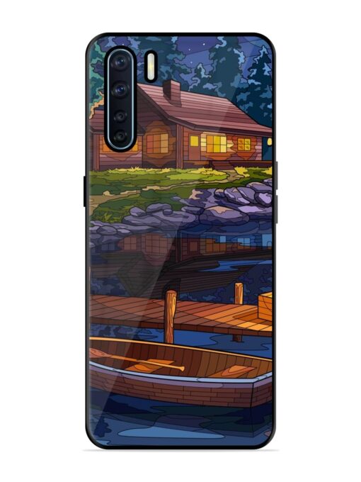 Village Night Scene Glossy Metal Phone Cover for Oppo F15 Zapvi