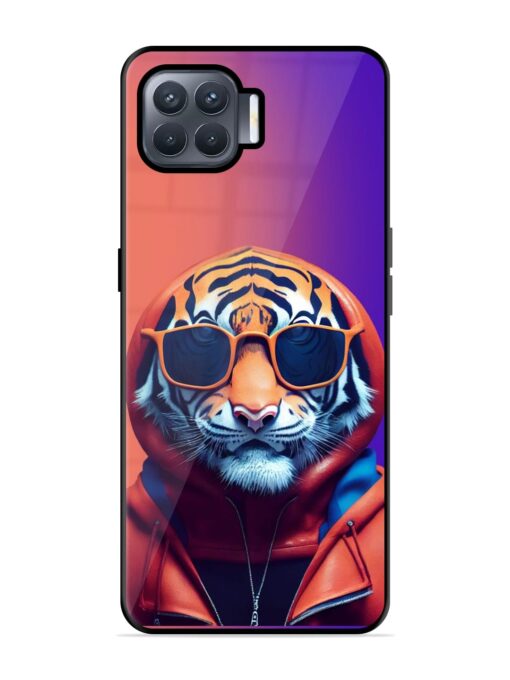 Tiger Animation Glossy Metal Phone Cover for Oppo F17 Pro Zapvi