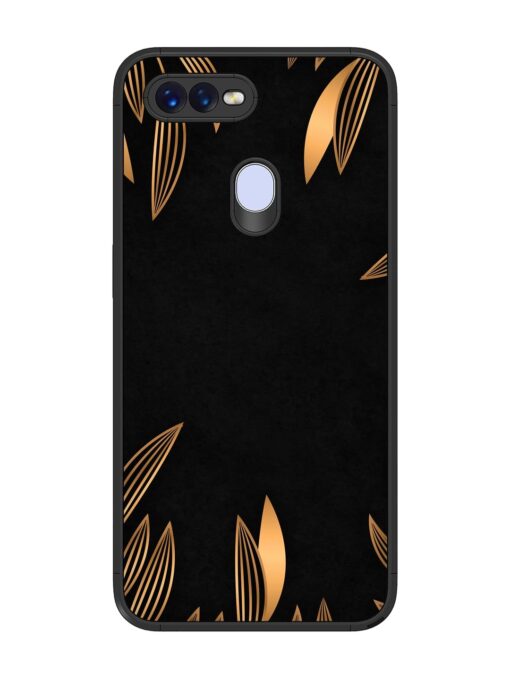 Golden Leaf Pattern Glossy Metal Phone Cover for Oppo F9 Pro Zapvi