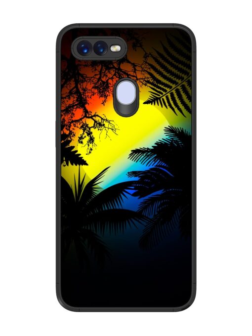 Colorful Sunset With Palm Trees Glossy Metal Phone Cover for Oppo F9 Pro Zapvi