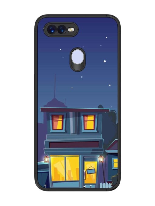 Vector Night House Glossy Metal Phone Cover for Oppo F9 Pro Zapvi