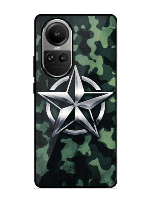 Indian Army Star Design Glossy Metal Phone Cover for Oppo Reno 10 (5G) Zapvi