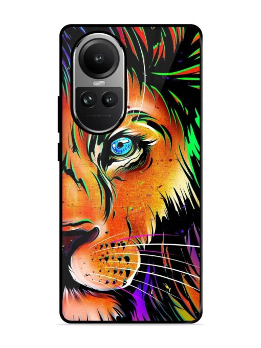 Colorful Lion Design Glossy Metal TPU Phone Cover for Oppo Reno 10 (5G) Zapvi