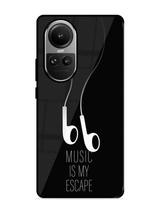 Music Is My Escape Glossy Metal Phone Cover for Oppo Reno 10 (5G) Zapvi