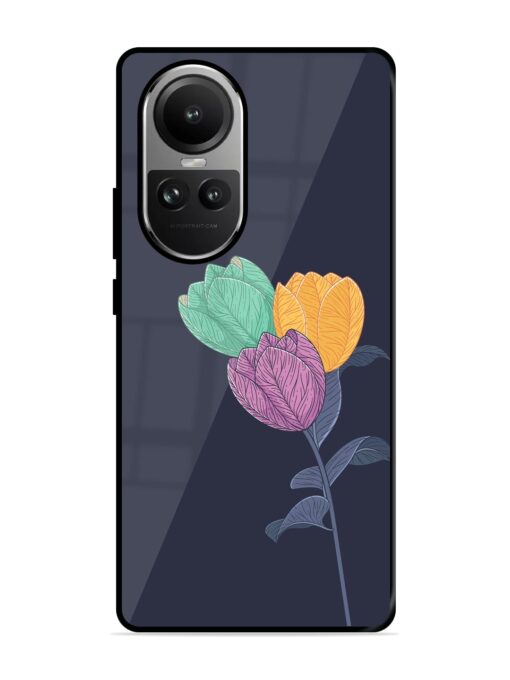 Flower Vector Glossy Metal Phone Cover for Oppo Reno 10 (5G) Zapvi