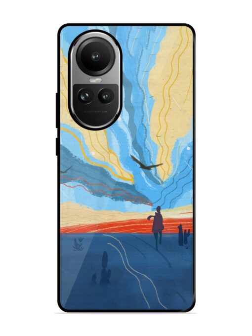 Minimal Abstract Landscape Glossy Metal Phone Cover for Oppo Reno 10 (5G) Zapvi