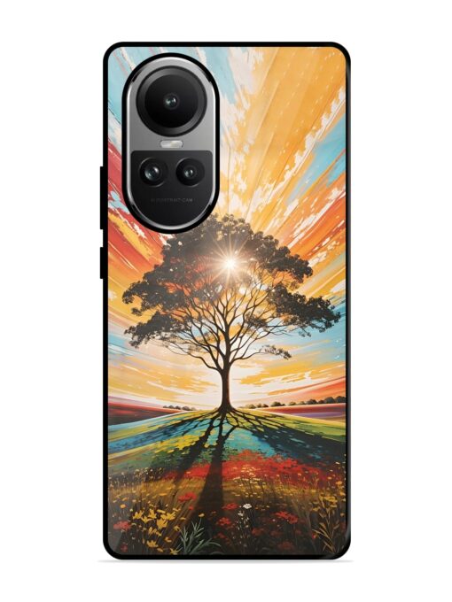 Abstract Tree Colorful Art Glossy Metal Phone Cover for Oppo Reno 10 (5G) Zapvi