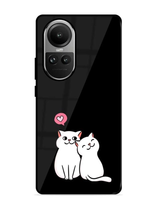 Cat Love Glossy Metal Phone Cover for Oppo Reno 10 Pro (5G) Zapvi