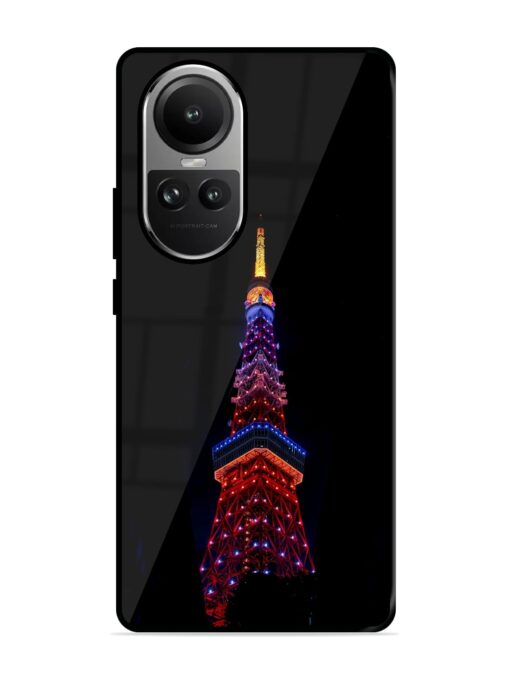 Eiffel Tower Night View Glossy Metal Phone Cover for Oppo Reno 10 Pro (5G) Zapvi