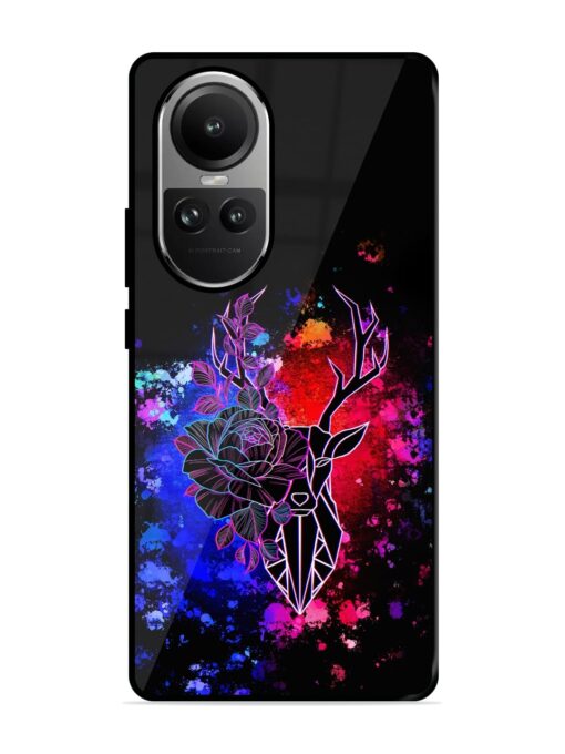 Floral Deer Art Glossy Metal Phone Cover for Oppo Reno 10 Pro (5G) Zapvi