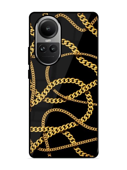 Decorative Golde Chain Glossy Metal Phone Cover for Oppo Reno 10 Pro (5G) Zapvi