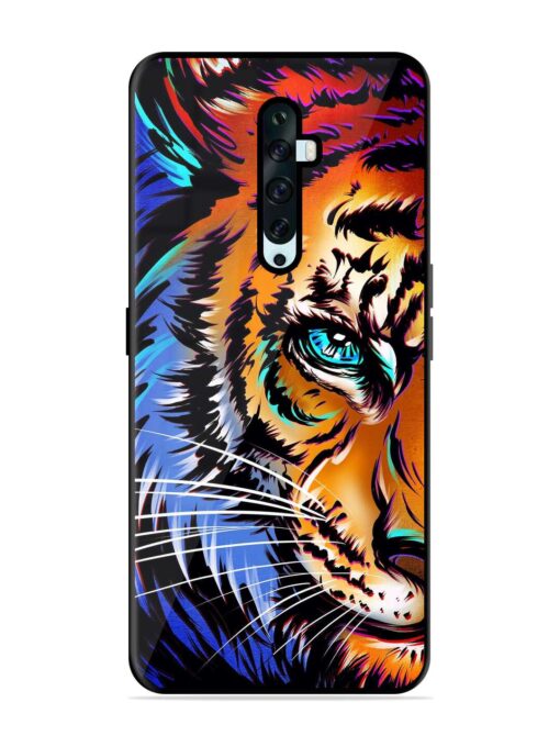 Colorful Lion Art Glossy Metal Phone Cover for Oppo Reno 2F Zapvi