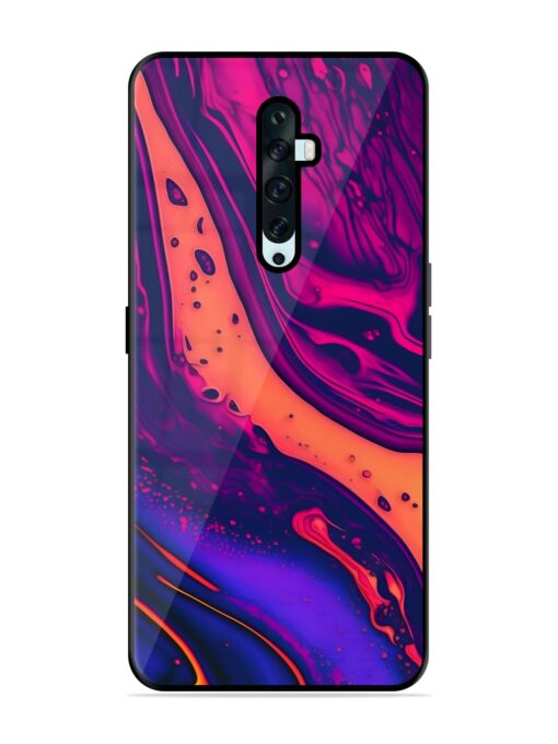 Fluid Blue Pink Art Glossy Metal Phone Cover for Oppo Reno 2F Zapvi