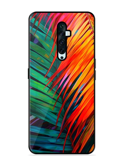 Painted Tropical Leaves Glossy Metal Phone Cover for Oppo Reno 2F Zapvi