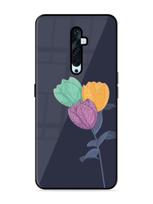 Flower Vector Glossy Metal Phone Cover for Oppo Reno 2F Zapvi