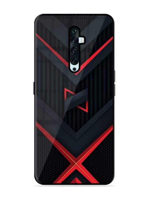 Red Gray Abstract Glossy Metal Phone Cover for Oppo Reno 2F Zapvi