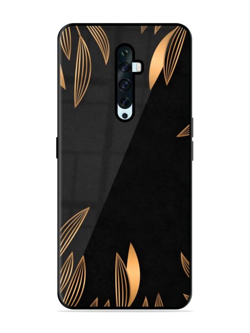 Golden Leaf Pattern Glossy Metal Phone Cover for Oppo Reno 2F Zapvi