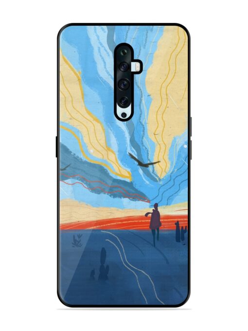 Minimal Abstract Landscape Glossy Metal Phone Cover for Oppo Reno 2F Zapvi