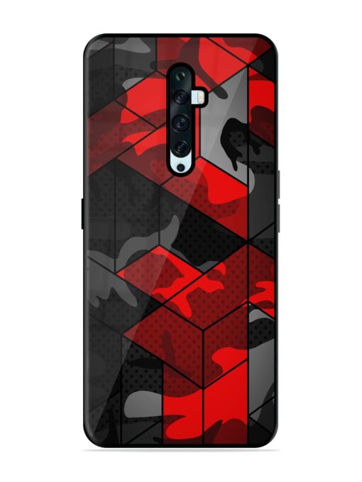 Royal Red Camouflage Pattern Glossy Metal Phone Cover for Oppo Reno 2F Zapvi