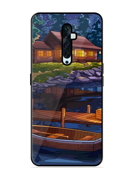 Village Night Scene Glossy Metal Phone Cover for Oppo Reno 2F Zapvi