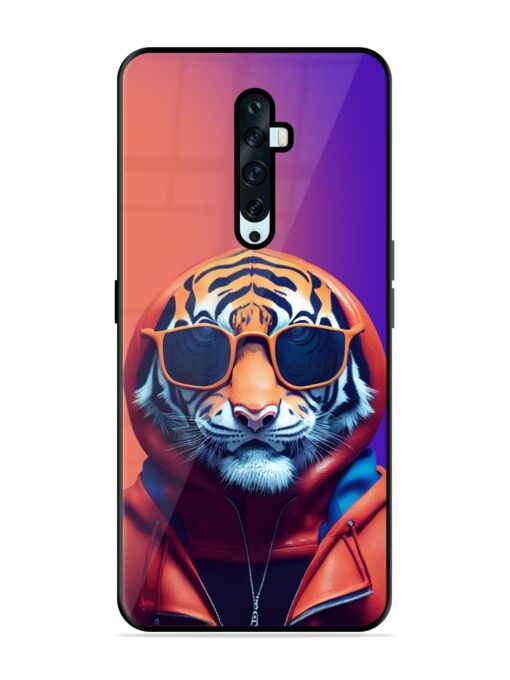 Tiger Animation Glossy Metal Phone Cover for Oppo Reno 2F Zapvi