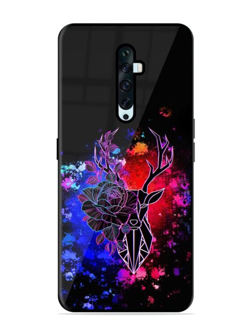 Floral Deer Art Glossy Metal Phone Cover for Oppo Reno 2F Zapvi