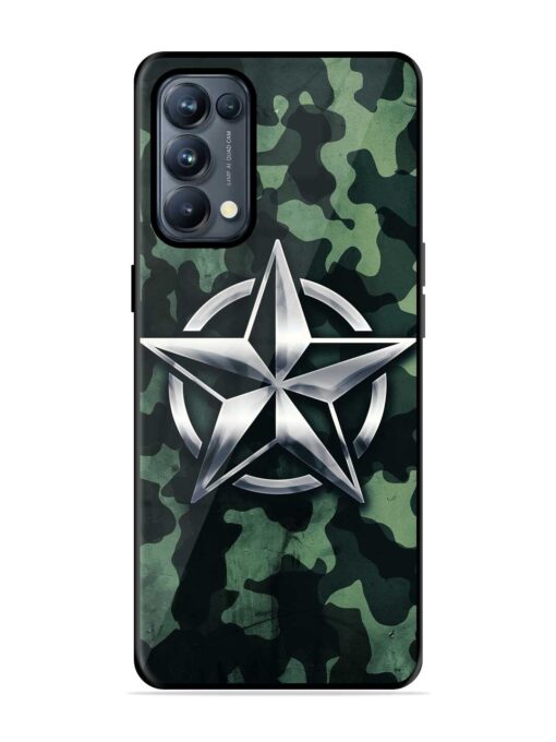 Indian Army Star Design Glossy Metal Phone Cover for Oppo Reno 5 Pro (5G) Zapvi