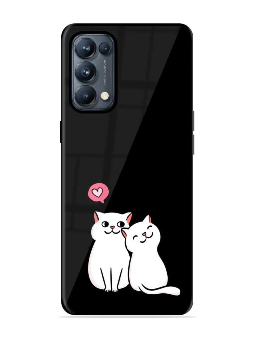 Cat Love Glossy Metal Phone Cover for Oppo Reno 5 Pro (5G) Zapvi