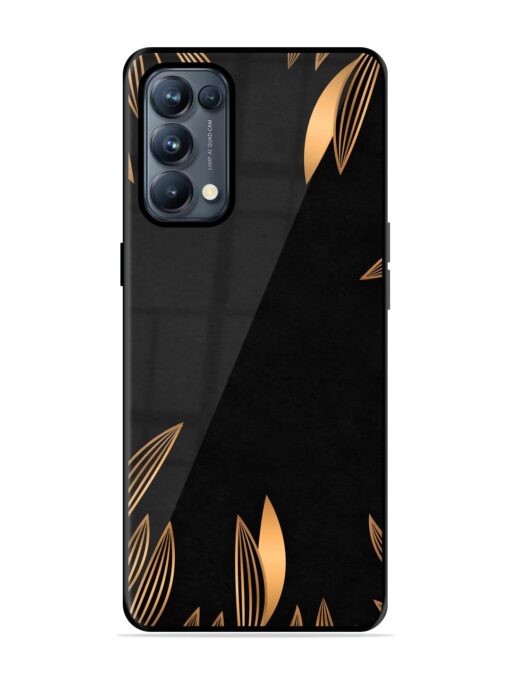 Golden Leaf Pattern Glossy Metal Phone Cover for Oppo Reno 5 Pro (5G) Zapvi