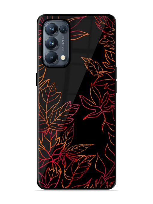 Red Floral Pattern Glossy Metal Phone Cover for Oppo Reno 5 Pro (5G) Zapvi