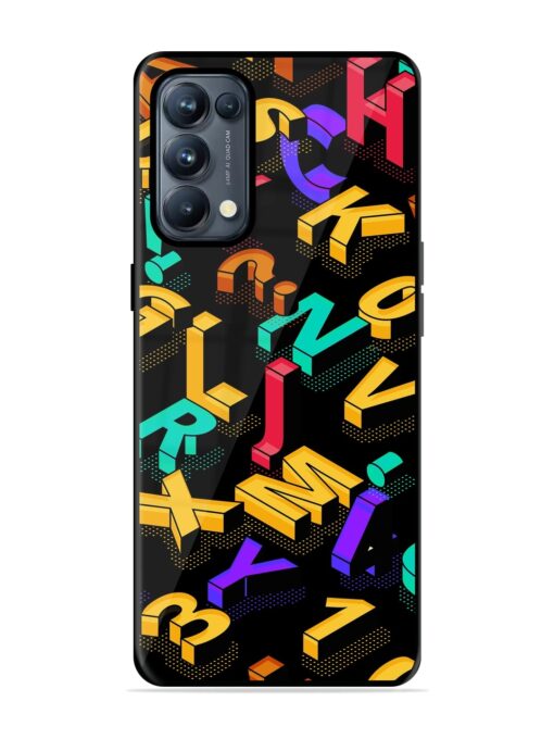 Seamless Pattern With Letters Glossy Metal Phone Cover for Oppo Reno 5 Pro (5G) Zapvi