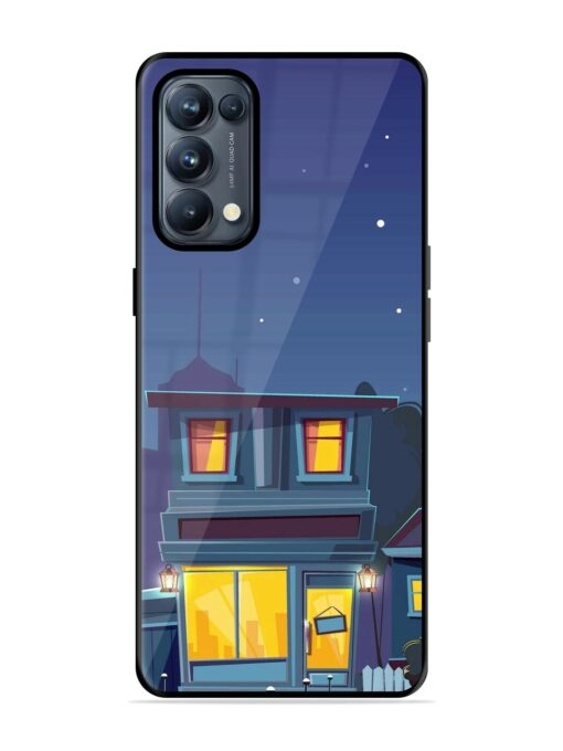 Vector Night House Glossy Metal Phone Cover for Oppo Reno 5 Pro (5G) Zapvi