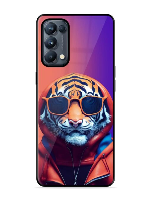 Tiger Animation Glossy Metal Phone Cover for Oppo Reno 5 Pro (5G) Zapvi