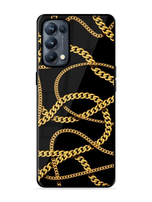 Decorative Golde Chain Glossy Metal Phone Cover for Oppo Reno 5 Pro (5G) Zapvi