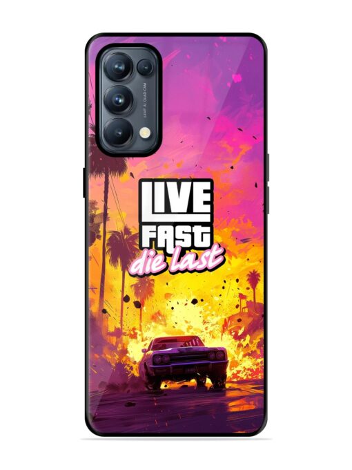 Live Fast Glossy Metal Phone Cover for Oppo Reno 5 Pro (5G) Zapvi