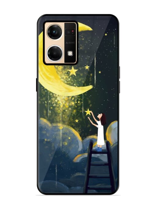 Moonlight Healing Night Illustration Glossy Metal TPU Phone Cover for Oppo Reno 7 (4G) Zapvi