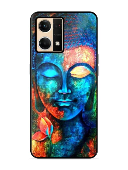 Buddha Painting Glossy Metal Phone Cover for Oppo Reno 7 (4G) Zapvi