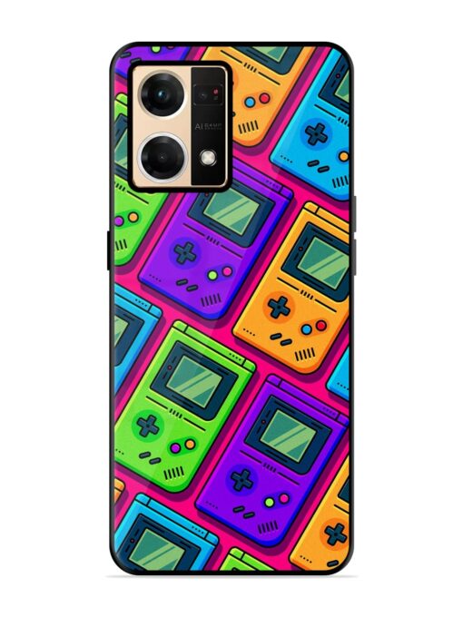 Game Seamless Pattern Glossy Metal Phone Cover for Oppo Reno 7 (4G) Zapvi