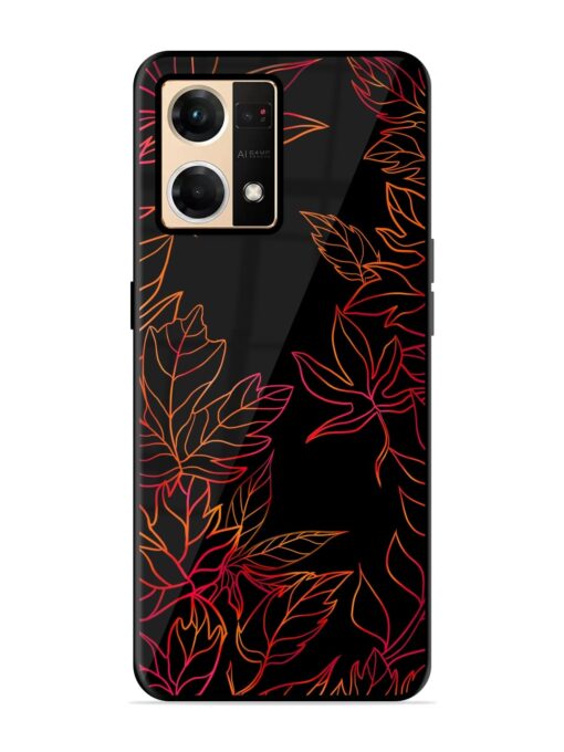 Red Floral Pattern Glossy Metal Phone Cover for Oppo Reno 7 (4G) Zapvi