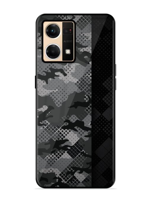 Dark Camouflage Glossy Metal Phone Cover for Oppo Reno 7 (4G) Zapvi