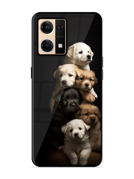 Cute Baby Dogs Glossy Metal Phone Cover for Oppo Reno 7 (4G) Zapvi